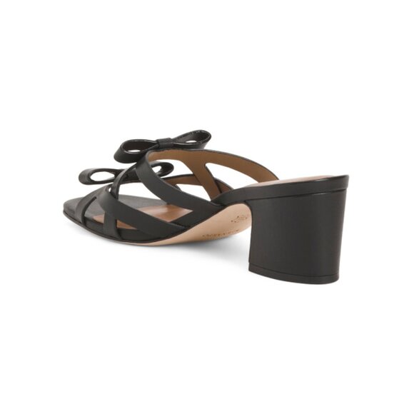 BERNARDO Black Made In Brazil Leather Burgo Heeled Mule Sandals - Picture 2 of 2